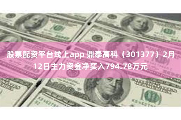 股票配资平台线上app 鼎泰高科（301377）2月12日主力资金净买入794.78万元