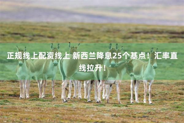 正规线上配资线上 新西兰降息25个基点！汇率直线拉升！
