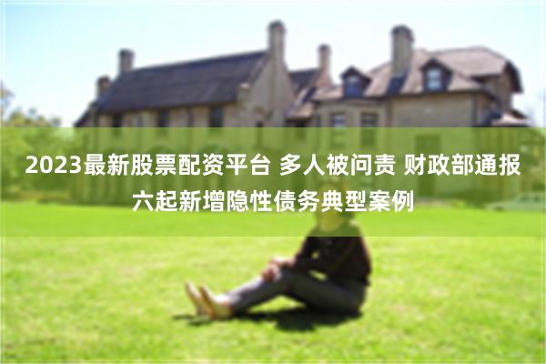 2023最新股票配资平台 多人被问责 财政部通报六起新增隐性债务典型案例