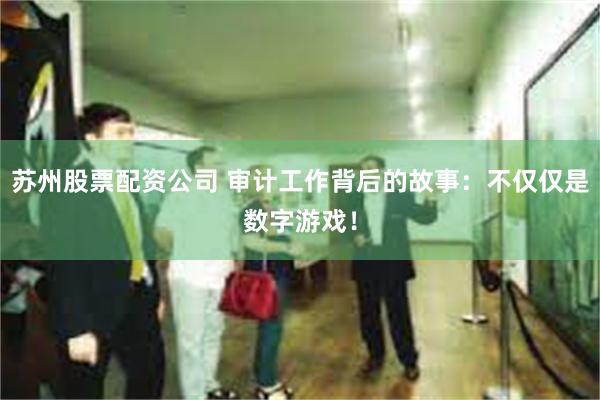 苏州股票配资公司 审计工作背后的故事：不仅仅是数字游戏！